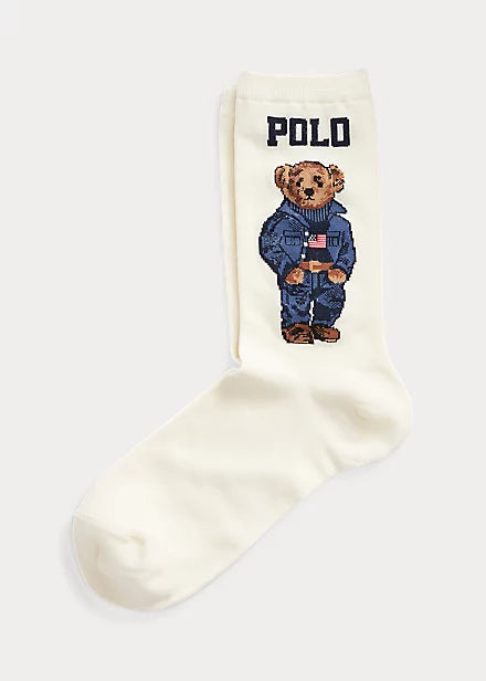 Polo Ralph Lauren Polo Bear Crew Socks Ivory - Women