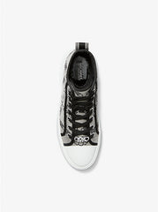 Michael Kors Evy Empire Logo Jacquard High-Top Sneaker Naturel/Black - Women