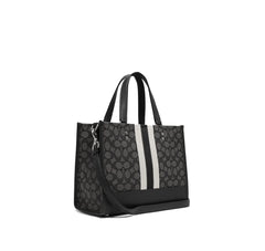 Coach Dempsey Carryall In Signature Jacquard With Stripe And Coach Patch Silver/Black Smoke Black Multi - Women