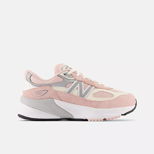 YENI New Balance FuelCell 990v6 Pink haze with white- Big Kids (Wide W)