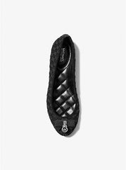 Michael Kors Honey Logo Embossed Washed Denim Ballet Flat Black - Women