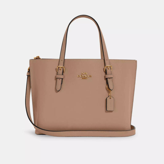 Coach Mollie Tote 25 In Signature Canvas Gold/Taupe Oxblood - Women
