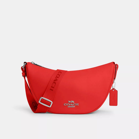 Coach Leather Pace Shoulder Bag Silver/Miami Red - Women