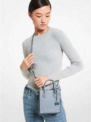 Michael Kors Mercer Extra Small Pebbled Leather Crossbody Bag Pale Blue - Women