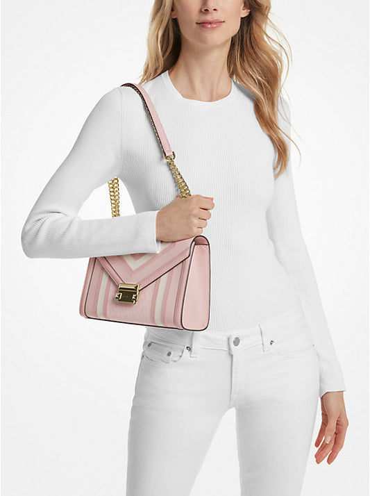 Michael Kors Whitney Medium Color Block and Signature Logo Shoulder Bag Powder Blush Multi - Women