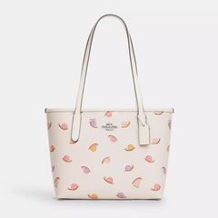Coach Small City Tote With Snail Print Silver/Chalk Multi - Women