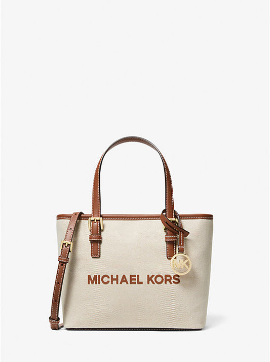 MİCHAEL KORS JET SET TRAVEL EXTRA-SMALL CANVAS TOP-ZİP TOTE BAG LUGGAGE - WOMEN