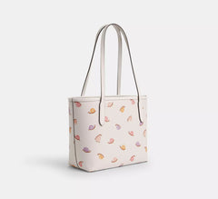 Coach Small City Tote With Snail Print Silver/Chalk Multi - Women
