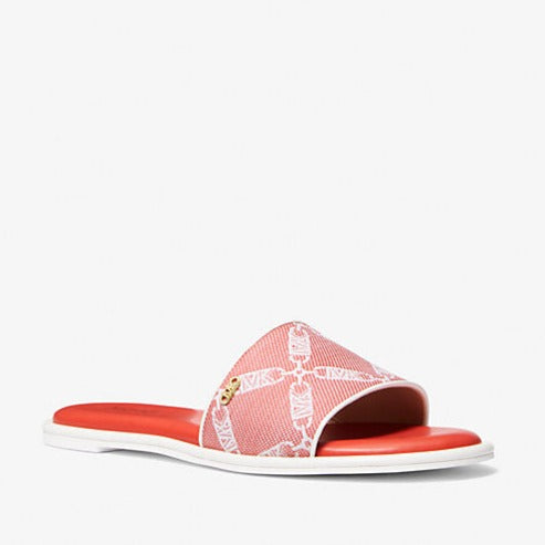 Michael Kors Saylor Empire Logo Jacquard Slide Sandal Spiced Coral - Women