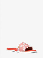 Michael Kors Saylor Empire Logo Jacquard Slide Sandal Spiced Coral - Women
