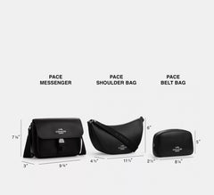 Coach Leather Pace Shoulder Bag Silver/Black - Women
