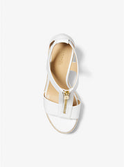 Michael Kors Berkley Leather Wedge Sandal Optic White - Women