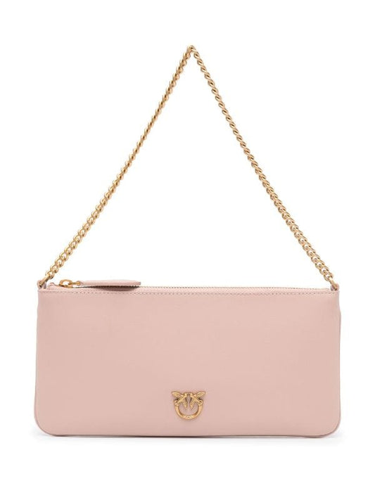 Pinko Horizontal Flat Bag in Leather Blush Pink - Women