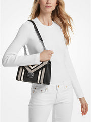 Michael Kors Whitney Medium Color Block and Signature Logo Shoulder Bag Black Combo - Women
