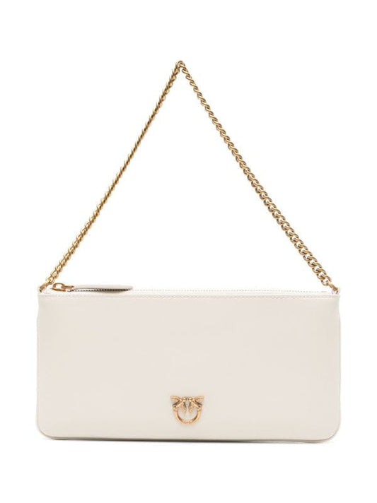 Pinko Horizontal Flat Bag in Leather Cream White - Women
