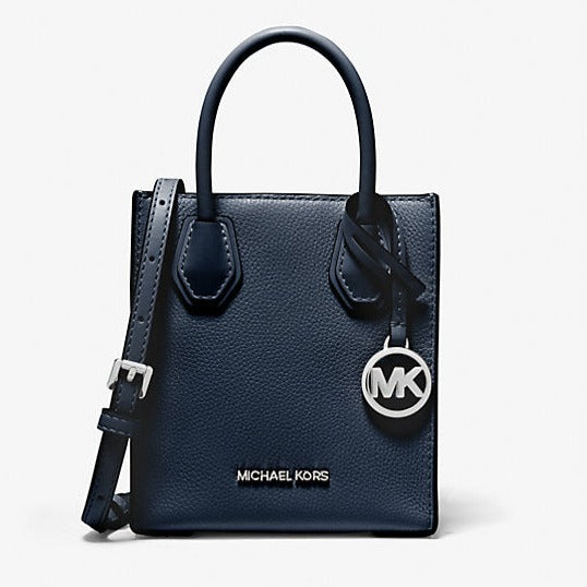 Michael Kors Mercer Extra-Small Pebbled Leather Crossbody Bag Navy - Women