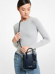 Michael Kors Mercer Extra-Small Pebbled Leather Crossbody Bag Navy - Women