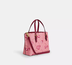Coach Mollie Tote Bag 25 With Cherry Print Gold/Flower Pink/Bright Violet - Women